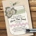 Vintage Lace Mason Jar Bridal Shower Invitation, Digital or Printed