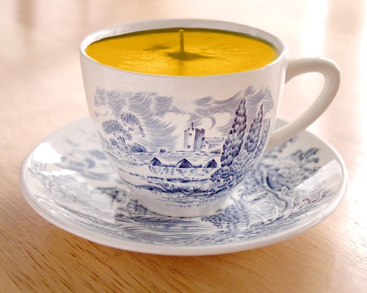 Teacup Candle - Vintage Wedgewood "Countryside" Blue China Soy Wax Tea Cup Candle - your choice scent