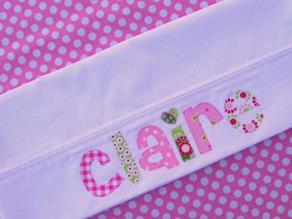 Personalized   Pillowcase .... Choose Your Fabrics .. 500 Thread count Egyptian Cotton.. great for birthday, day care, and  graduation gifts