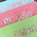 Personalized Beach Towel - NEW ITEM- appliqued name - 36x69 Choose Fabric and Towel Color - beach,bath,pool,birthday,Graduation