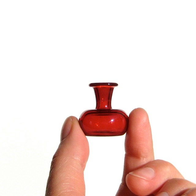 Miniature Vase in Red Glass - Hand Blown Artisan Glass