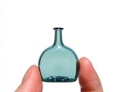 Miniature Flat Bottle in Teal, Hand Blown Glass