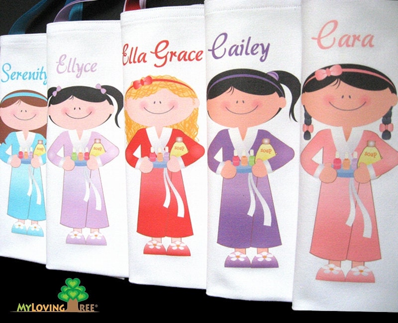 Personalized makeup, spa birthday or slumber party themed favors goody bags for girls