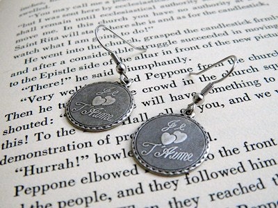 Earrings. Jewelry, Je Taime, Dangle, Silver, Romantic OOAK