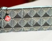 Zipper makeup pencil case geometric grey blue