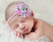 Pink and Blue Vintage Headband - Fits Newborn to Adult - Super Soft and Stretchy Band Doesn't Leave Marks on Baby's Head - Photo Prop