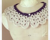 Crochet collar, Peter Pan collar, Detachable crochet collar, Charcoal w/Linen