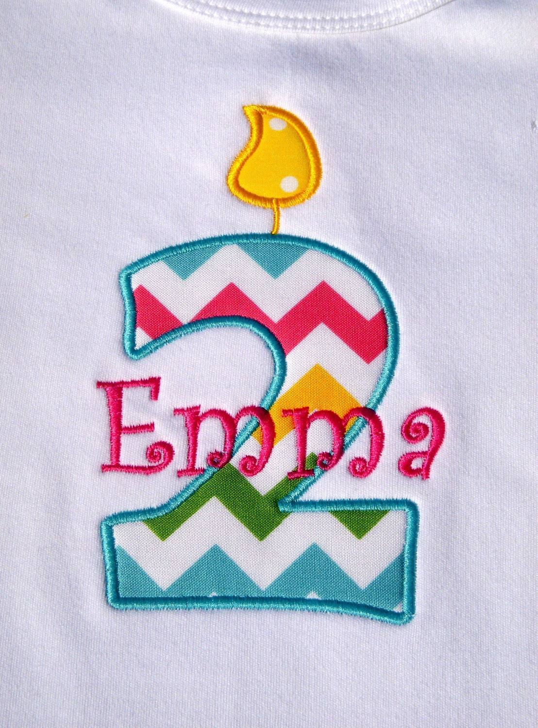 Girls' Birthday  Chevron Stripe Candle Number Frilly Edge Short Sleeve T-Shirt