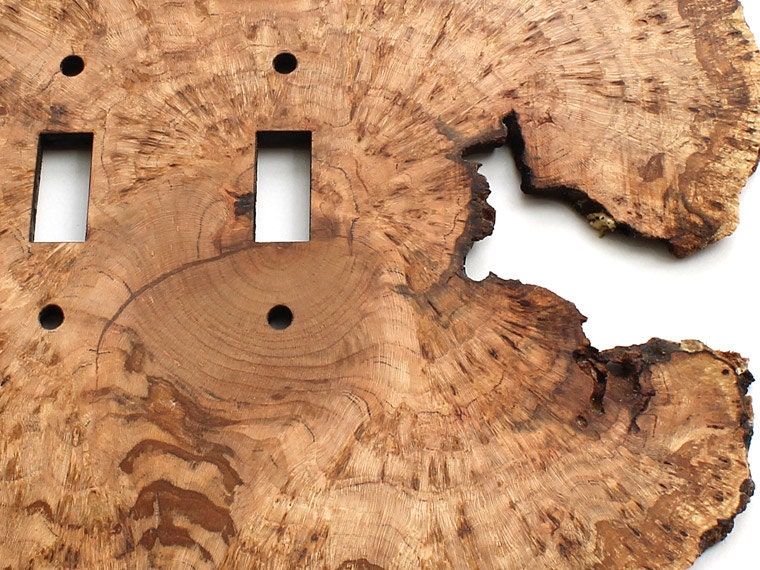 Cherry Burl Live Edge Double Light Switch Plates - Sustainable Harvest Wood . OOAK . Timber Green Woods