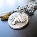 Cognac Quartz Necklace, Oxidized Fine Silver Tree of Life