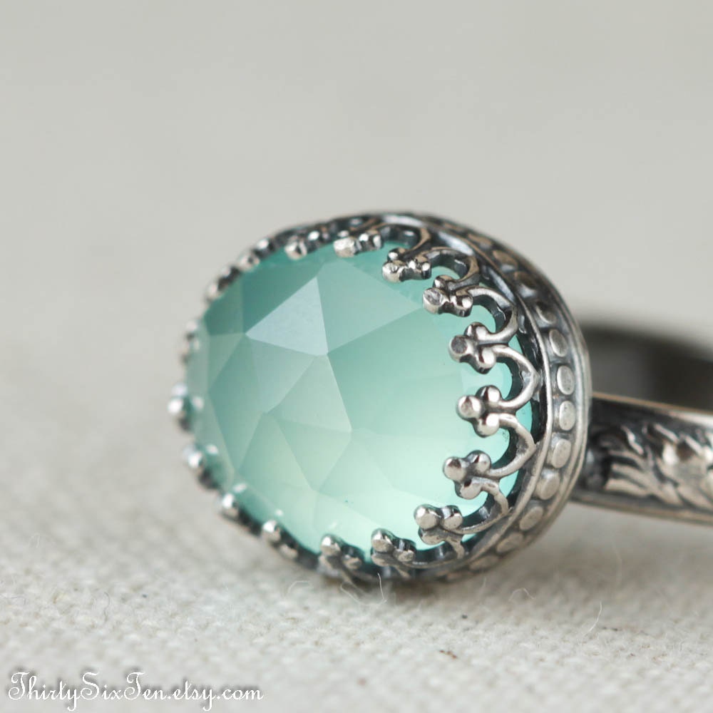 Aqua Chalcedony Cocktail Ring in Sterling Silver