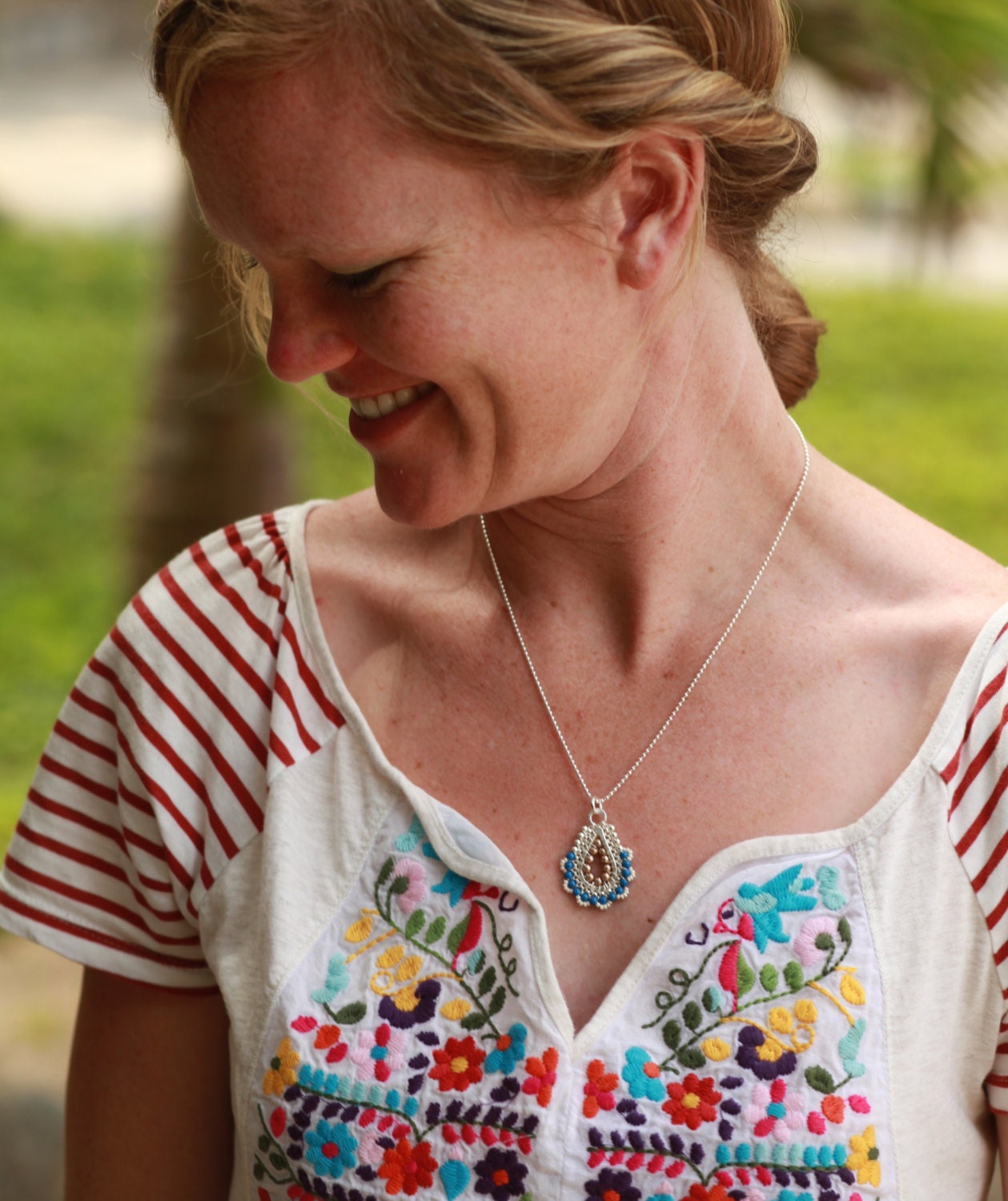NEW - Teardrop Necklace - Anchor  - Jewelry, Silver, Beadwork, Necklace, Pendant