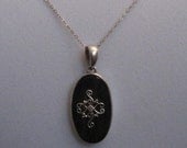 ON SALE Vintage Sterling Silver Pendant with Mother of Pearl
