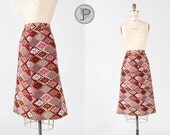 1960s skirt medium / 60s floral weave pencil skirt : Cranberry Fizz