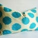 Sukan / Turquoise ikat Pillow Cover - Decorative Throw Accent Lumbar - Chevron  Polka dot Boho Modern - 16x24 pillows