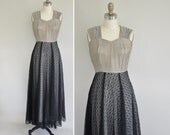 vintage 1940s dress / 40s brocade lace gown / 1940s cocktail party dress
