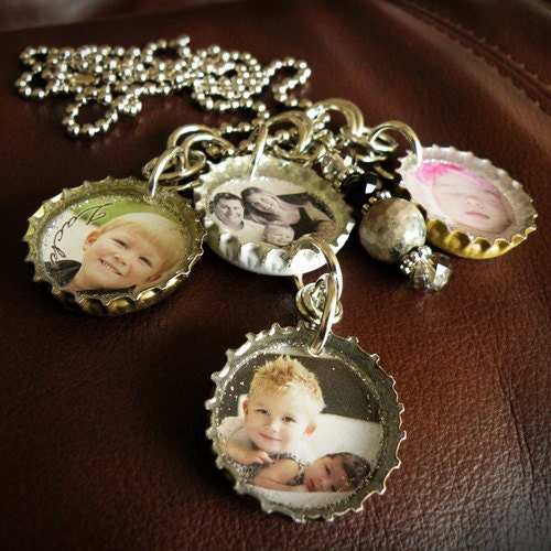 Custom 4 Charm Photo Bottle Cap Necklace