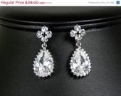 ON SALE Cubic Zirconia Bridal Drop Earrings, Bridal Dangle Earrings, Statement Earrings, Vintage Style Drop Earrings, Bridal Jewelry