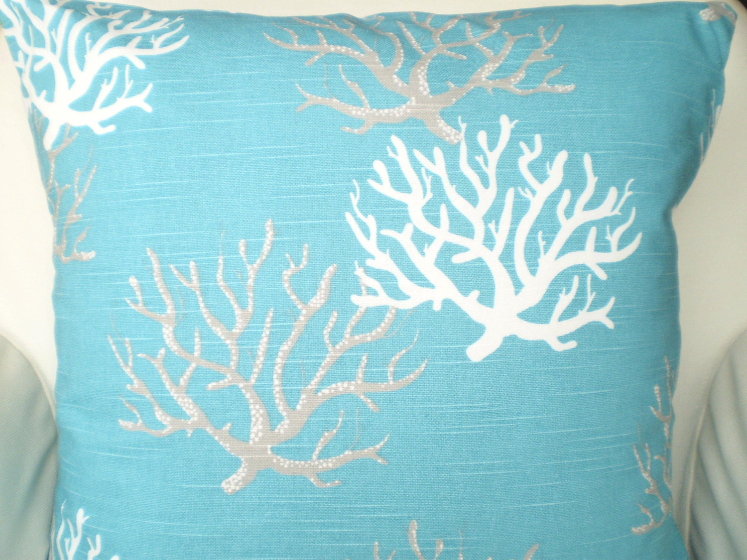 Pillows Decorative Pillows Nautical Pillows Throw Pillow Cushion Covers Coastal Blue White  BOTH SIDES  - Pair of Two 18 x 18