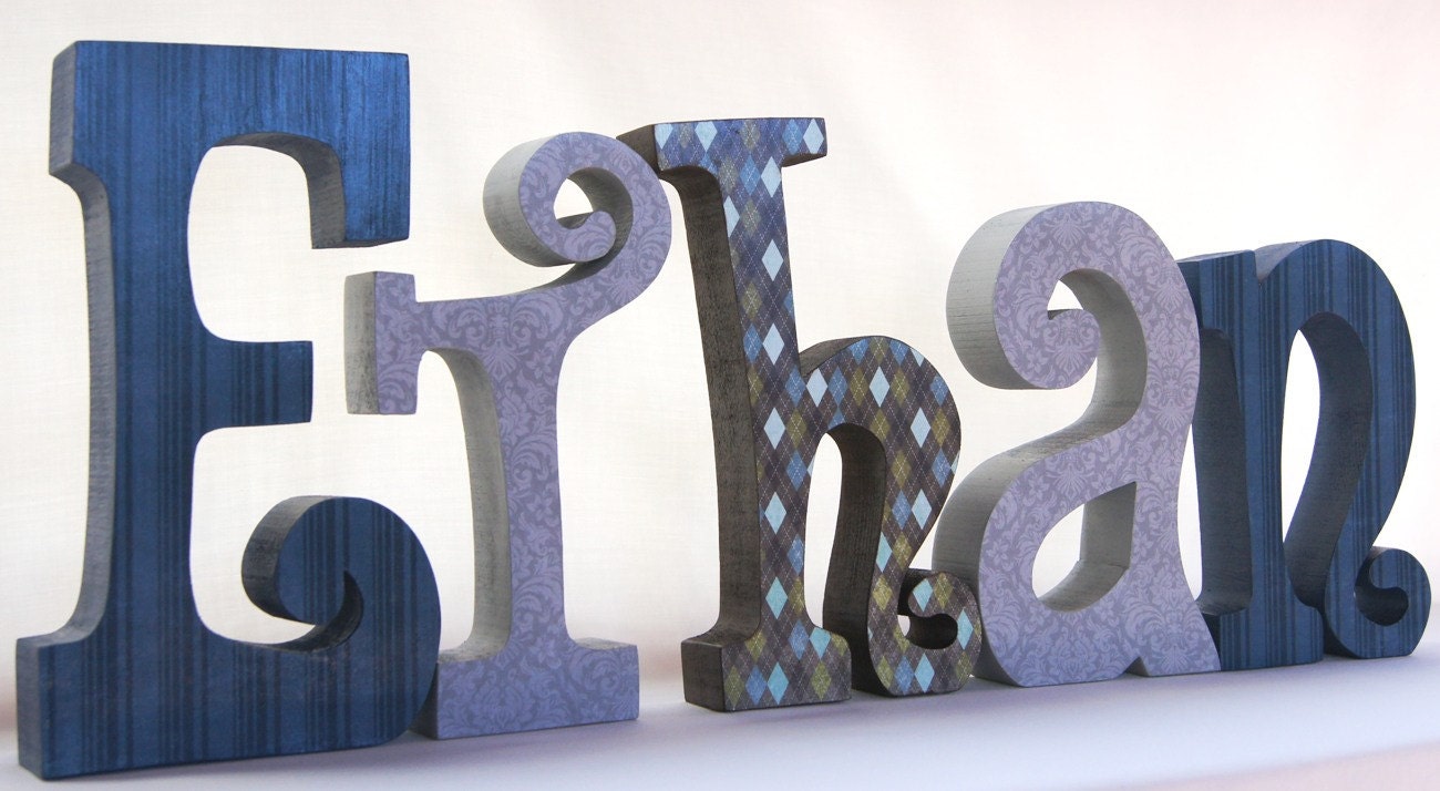 Baby Boy Childrens Decor Custom Letters set of 5