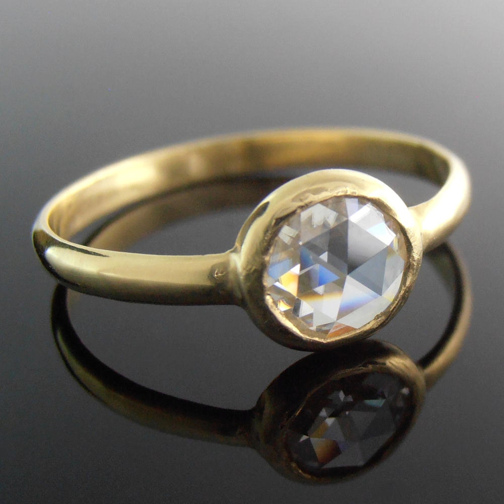 Rose Cut Moissanite and 18k Gold Ring