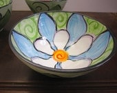Ceramic Clay Bowl Pottery Blue White Flower Kitchen Serving Earthenware