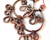 Teardrop Earrings, Handcrafted Jewelry, Tian Shan Lan Stone Beads, Antiqued Copper Earrings
