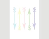 Arrows  8x10 inches Graphic Print, Pastel colors, native, Boho, wall art, ethnic