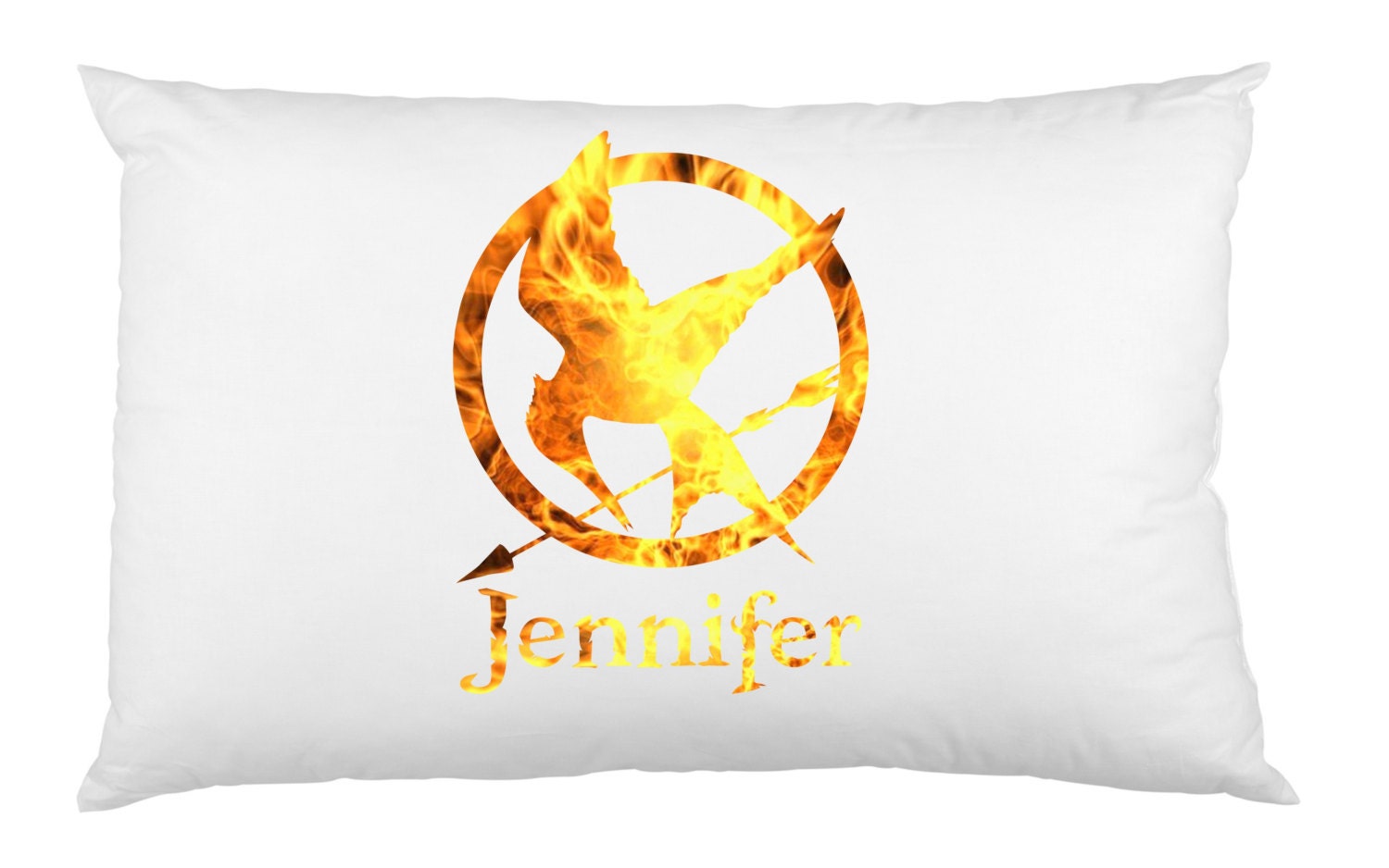 Burning Mocking Jay personalized pillow case art inspired by Hunger Games Movie