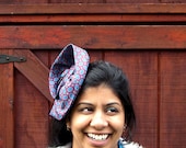 bold blue and purple paisley statement hair piece - an alternative vintage look for the modern lady - handcrafted by TWEEK