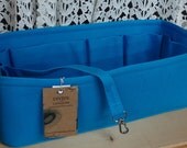 Purse ORGANIZER insert Shaper / 15.5" x 6.25" x 5.5"H / Rectangular / With stiff wipe-clean bottom & key fob / Turquoise / READY To Ship