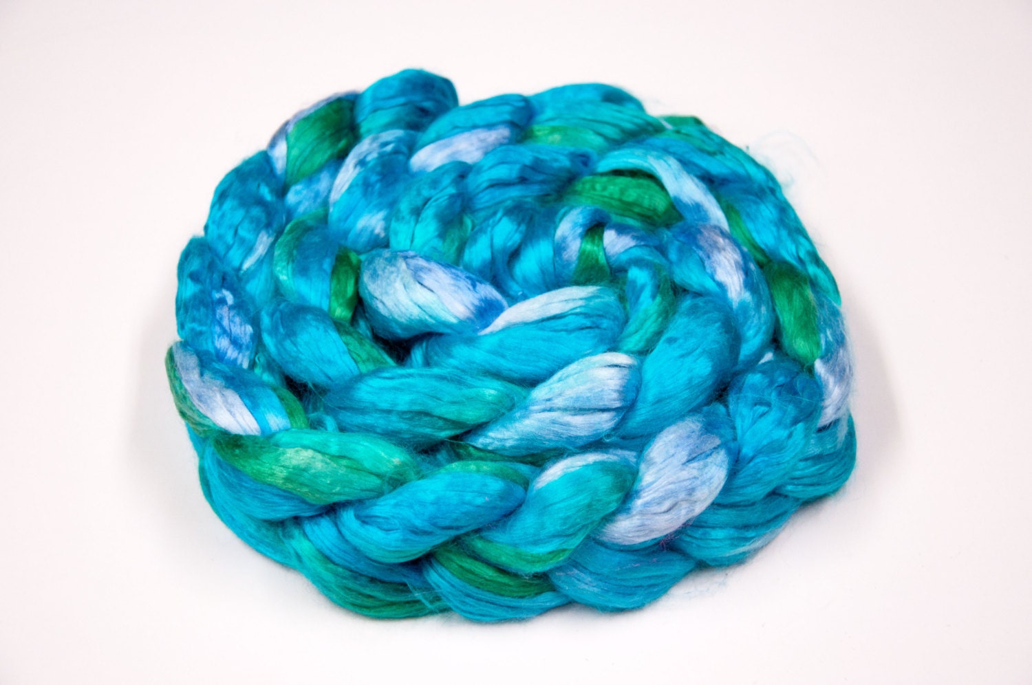 Mulberry Silk Spinning Fiber Roving Top - "Lagoon"