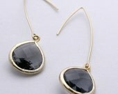 Navy Blue Earrings, Gold Earrings, Bridal Jewelry, Friends Birthday