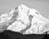 Twilight Over Mount Hood - 8 x 10 - Fine Art Digital Photo Print - Northwest Wall Art, Black and White Home Decor, Majestic Mountain