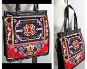 xl vintage carpet bag zippered tote