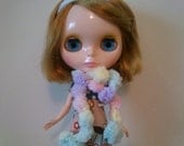 Pastel multi-coloured pompom scarf for Blythe or other doll