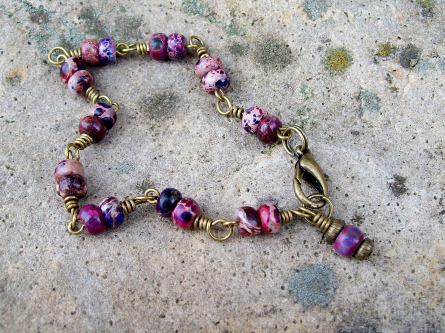 Determination - Imperial Jasper Wire Wrapped Link Bracelet