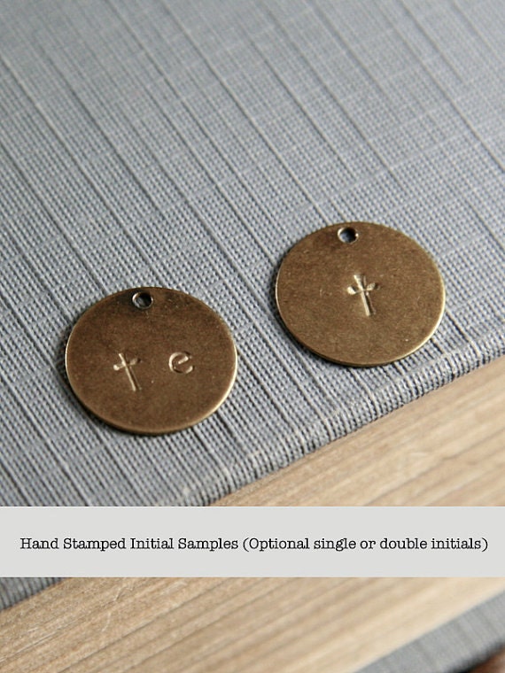 Brass Initial Charm, Custom Hand Stamped Letter Personalized Pendant - Add a Dangle