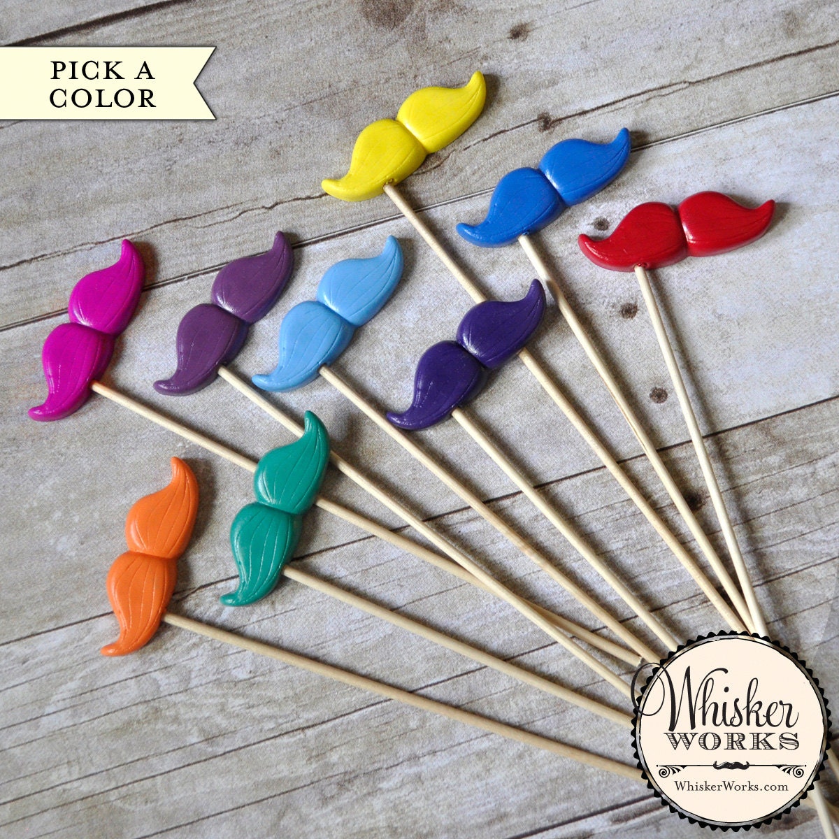 CHOOSE YOUR COLOR - Mustache on a Stick - The Debonair Il_570xn