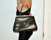 1960s Adorable MOD  Brown Leather Hand Bag Purse