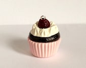 Boysenberry Tart Chocolate Cupcake Charm Pendant Light Pink Cream