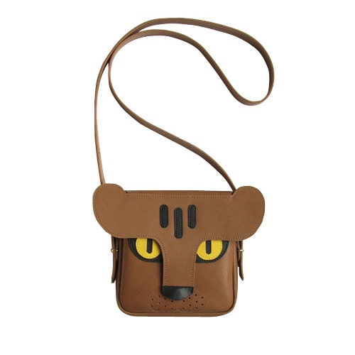 Handmade leather Panther bag, animal bag, tiger, panther, leopard, shoulder bag