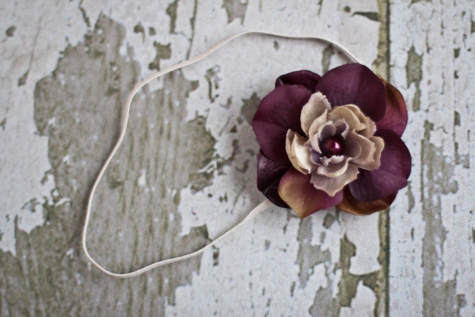 purple flower newborn headband