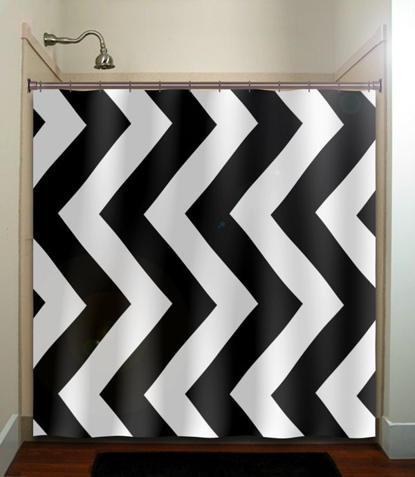 giant big large vertical chevron shower curtain bathroom decor fabric kids bath white black custom duvet cover rug mat window