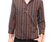STRIPED long sleeve half button UNIQUE shirt