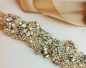 Crystal Bridal Belt- Vintage Wedding- Swarovski Crystal Bridal Sash- One-of-a-Kind Hand-Beaded -Vintage Glamour