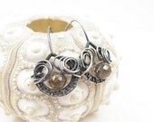 Everyday wire wrapped earrings , small sterling silver earrings , wirework jewelry