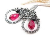 Silver wire wrapped earring , wire wrap earring , gemstone jewelry , fashion fine earring , sterling silver earring