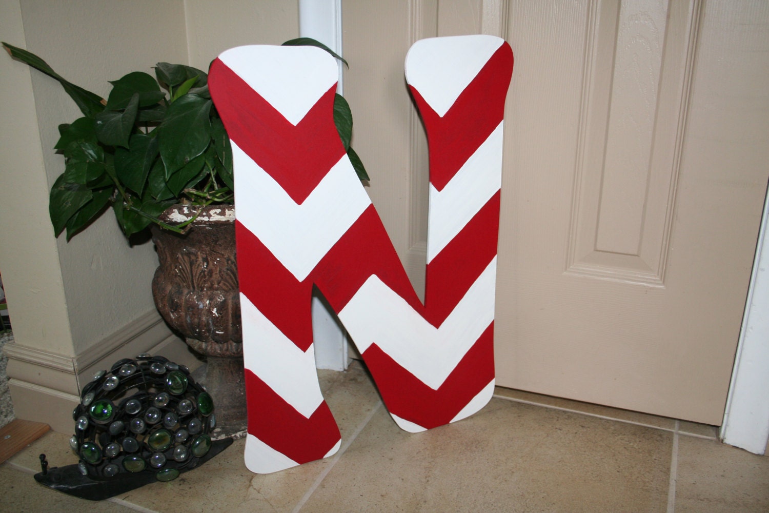Chevron Custom Letter door hanger, wall decor --approx. 22 inches tall--MADE TO ORDER