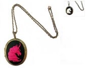 Vintage Unicorn Cameo Locket Necklace (VARIOUS COLOURS) - Handmade Jewellery